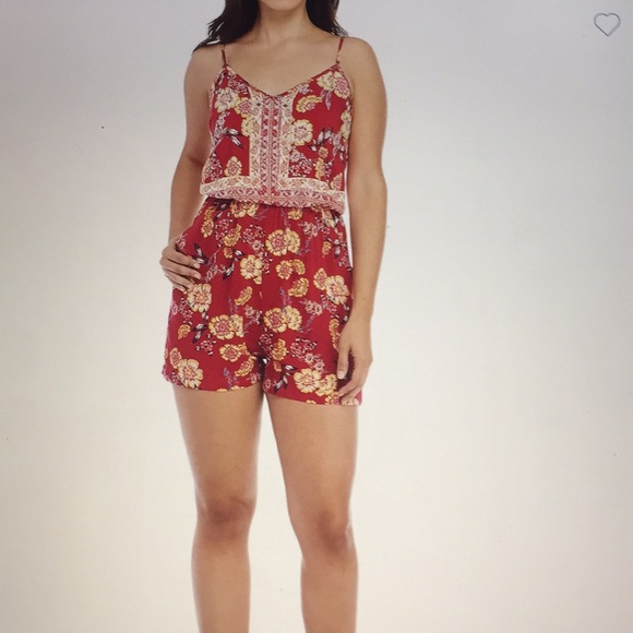 Pink Rose Pants - 🌹PINK ROSE BORDER PRINT ROMPER